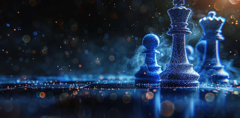Blau beleuchtete Schachfiguren, die Strategie und Entscheidungen symbolisieren, passend zum Beitrag über Lifestyle auf der Healthmonkeys-Website.